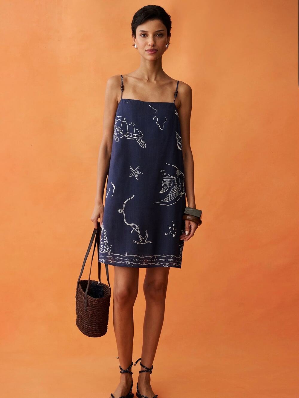 New Anaya few moda Bowie linen blue dress $172 size 10